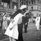 The infamous sailor and nurse kiss in Manhattan’s Times Square during celebrations for the end of World War II in 1945.